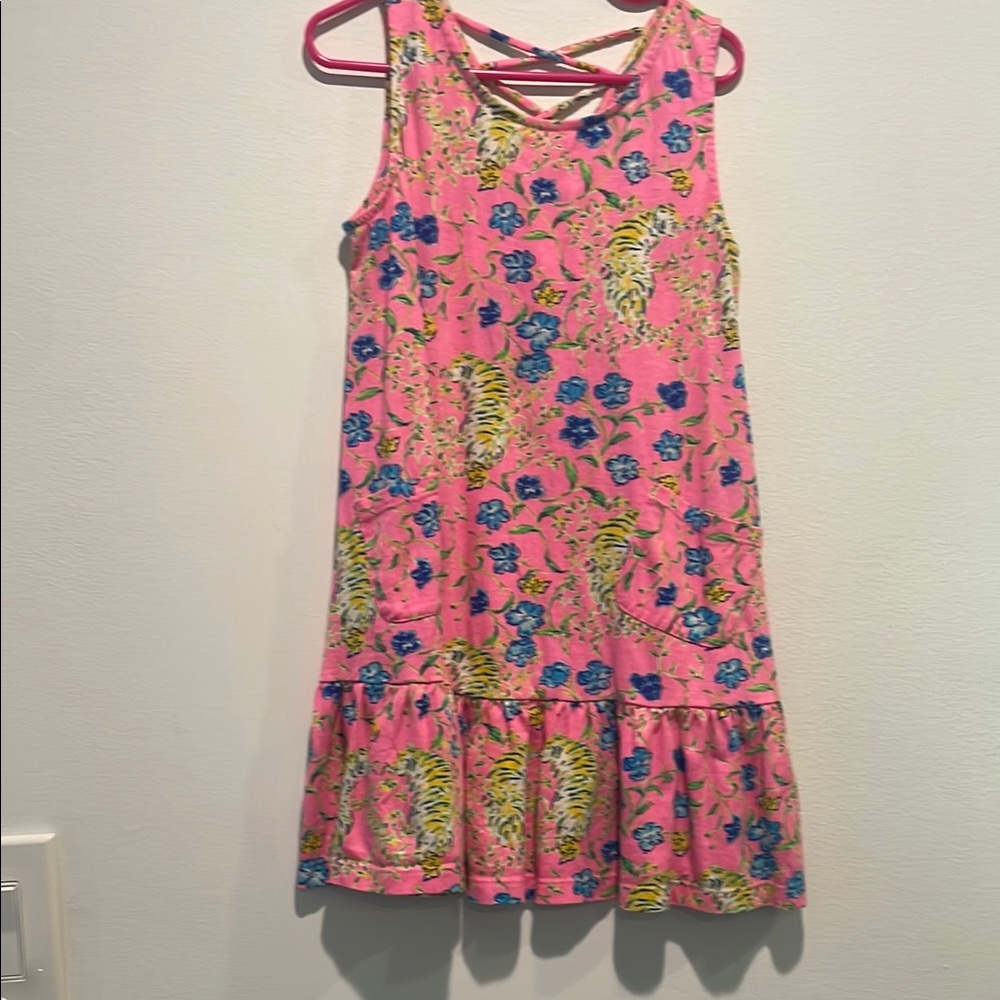 Lilly Pulitzer pink tiger print girls dress Size M.
